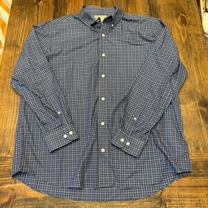 Duluth Trading Co. Mens XL Blue Plaid Button Down Long‎ Sleeve Shirt, cotton